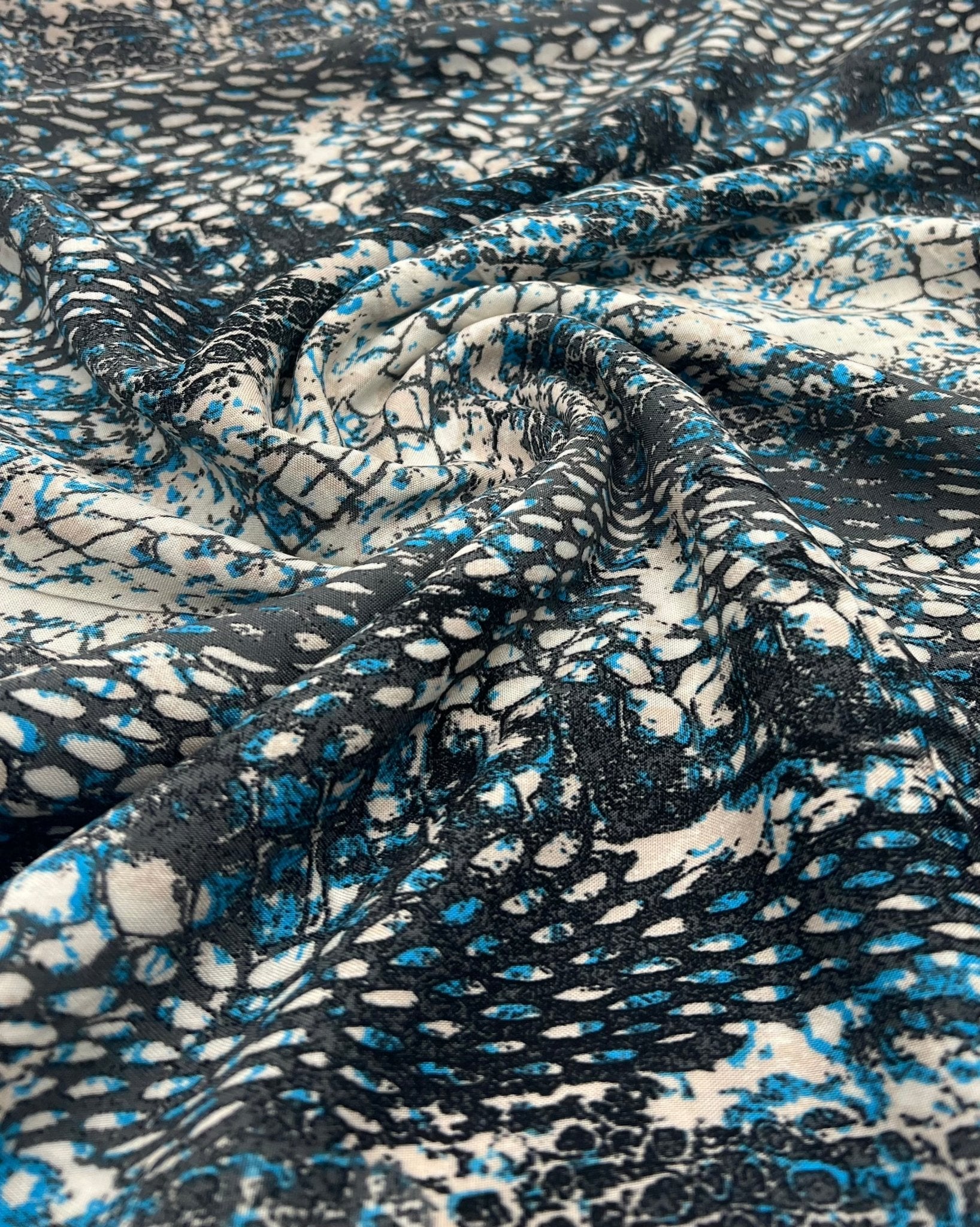 Blue Snake Mix 100% Viscose Non Stretch Fabric - T9 Fabrics